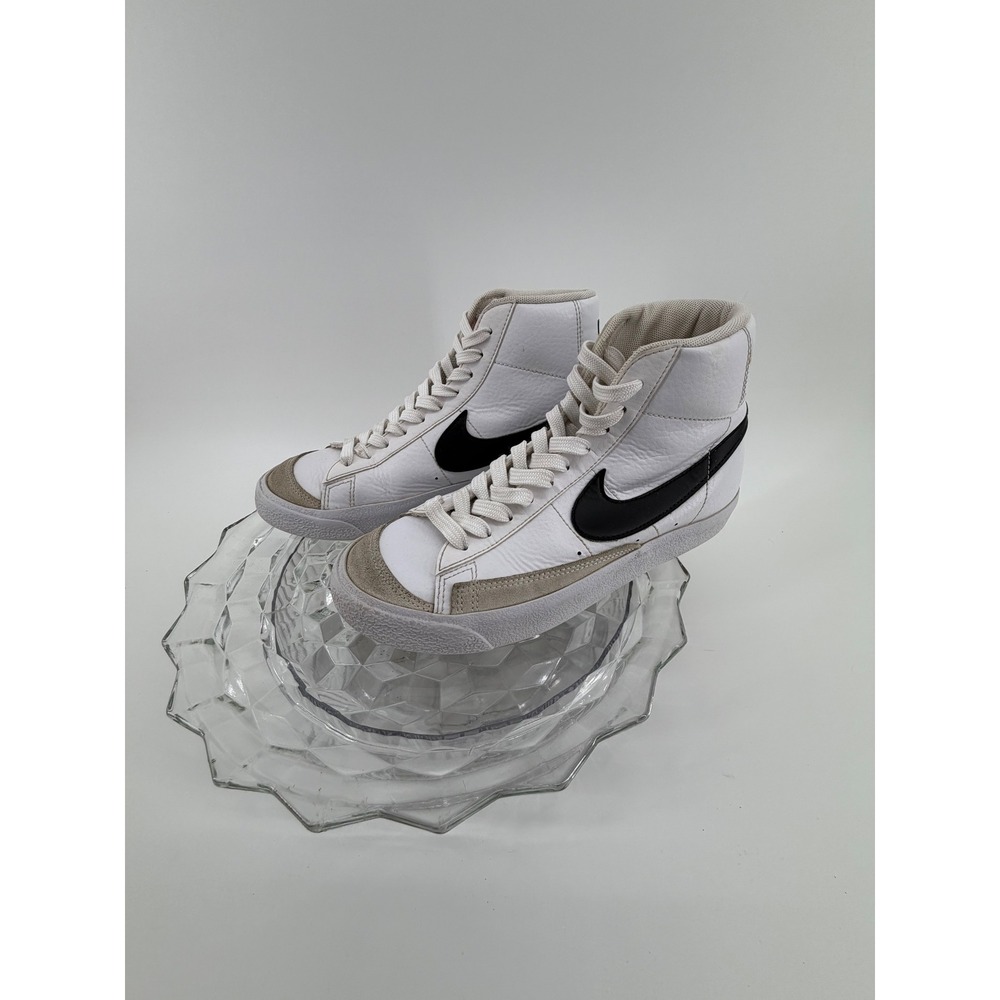Nike Blazer Mid‎ White Black Leather High Top Sneakers Kids 5.5 EUC